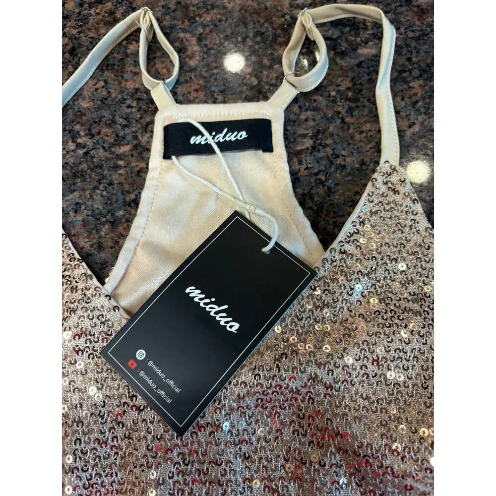 Gold Sequin V-Neck Cami Racerback Adjustable Straps Size XS NWT - Picture 12 of 13